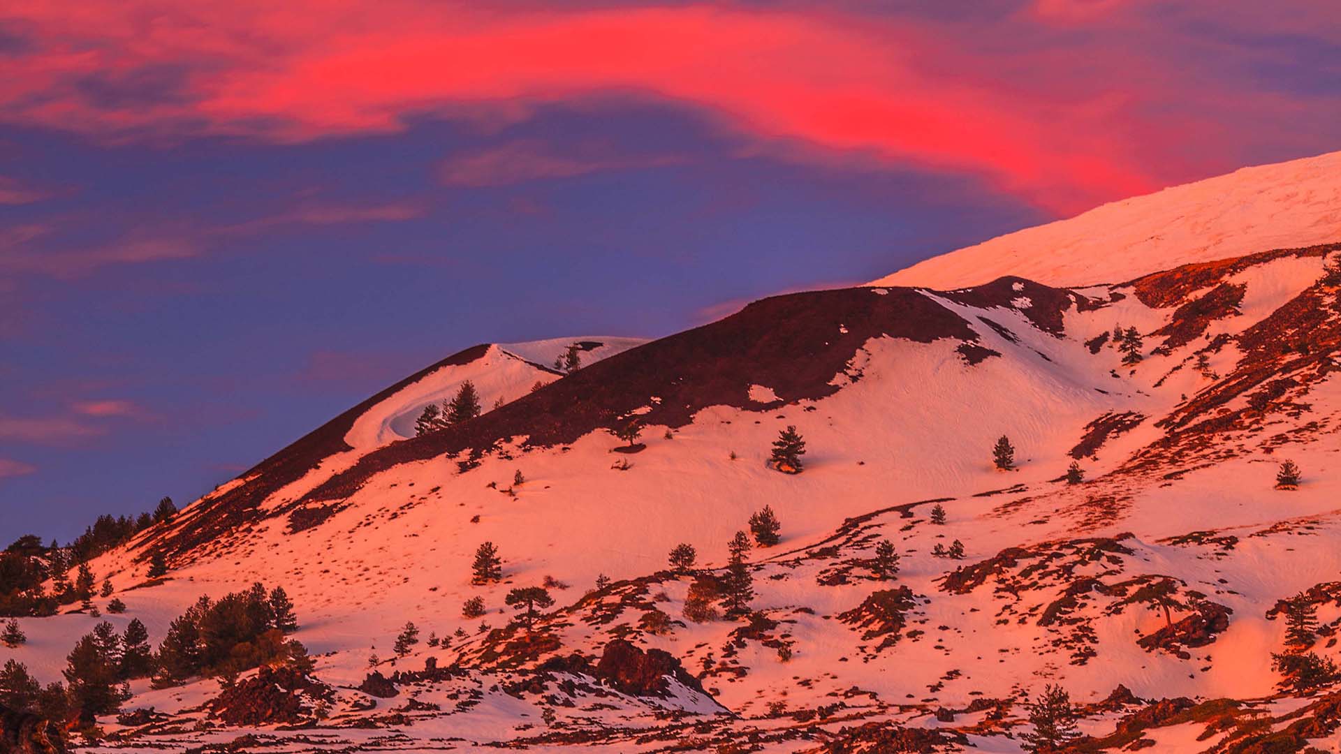 Etna Monte Nero degli Zappini in una serata invernale