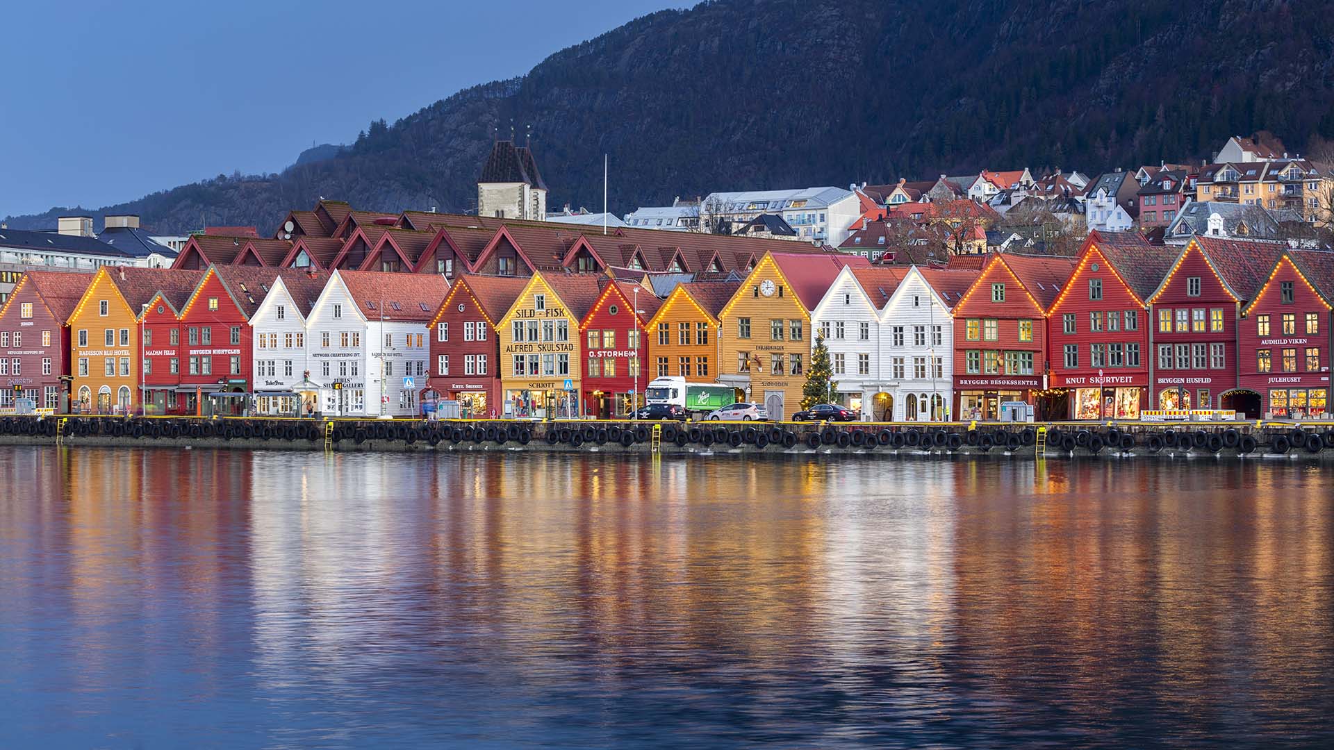 Case colorate di Bergen in Norvegia