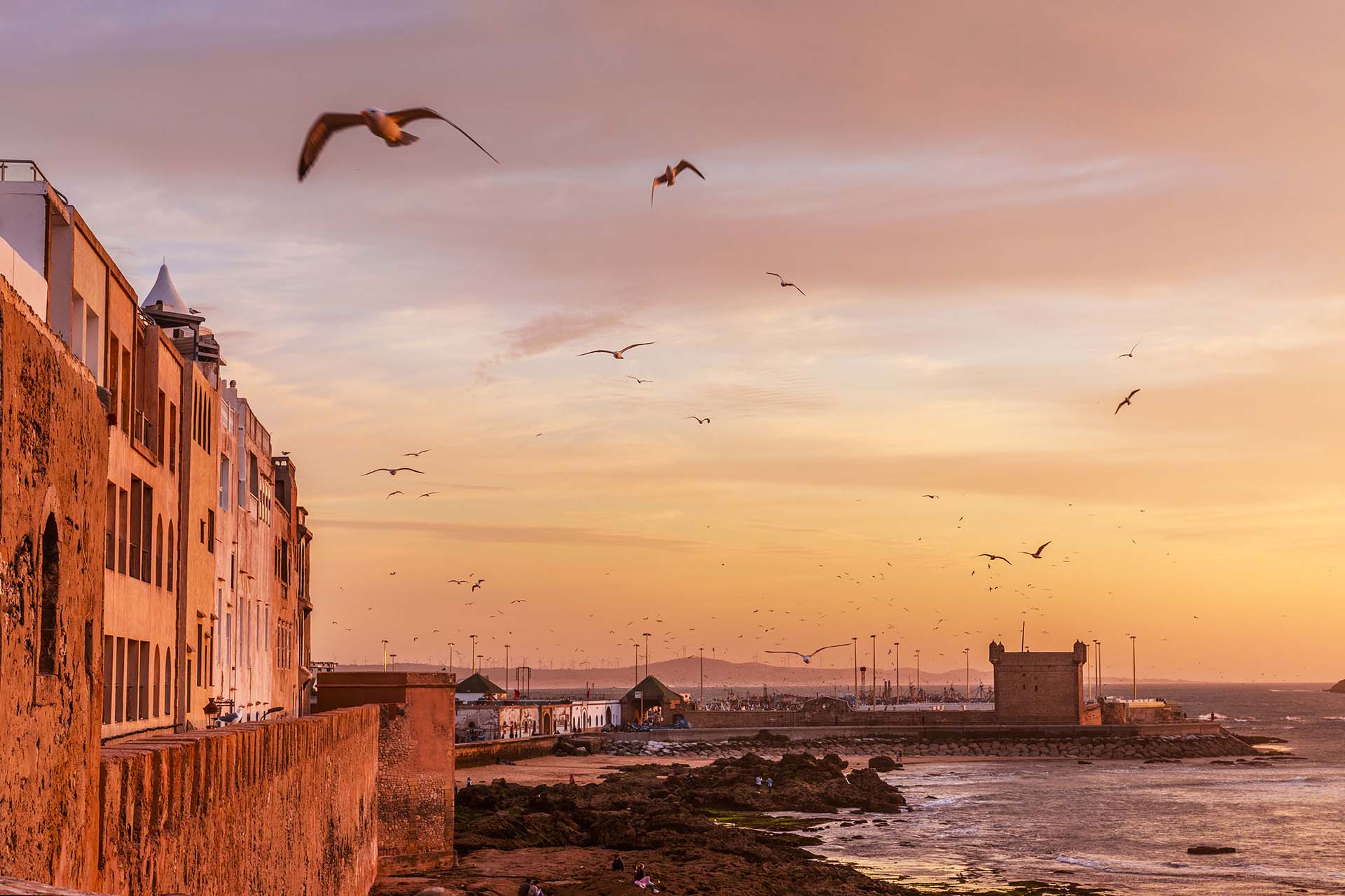 Marocco, le mura fortificate della Medina e il porto di Essaouira