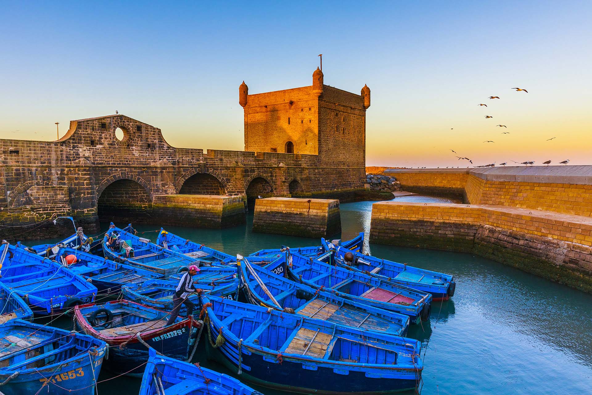 Marocco, il piccolo porticciolo del Castelo Real di Mogador ad Essaouira