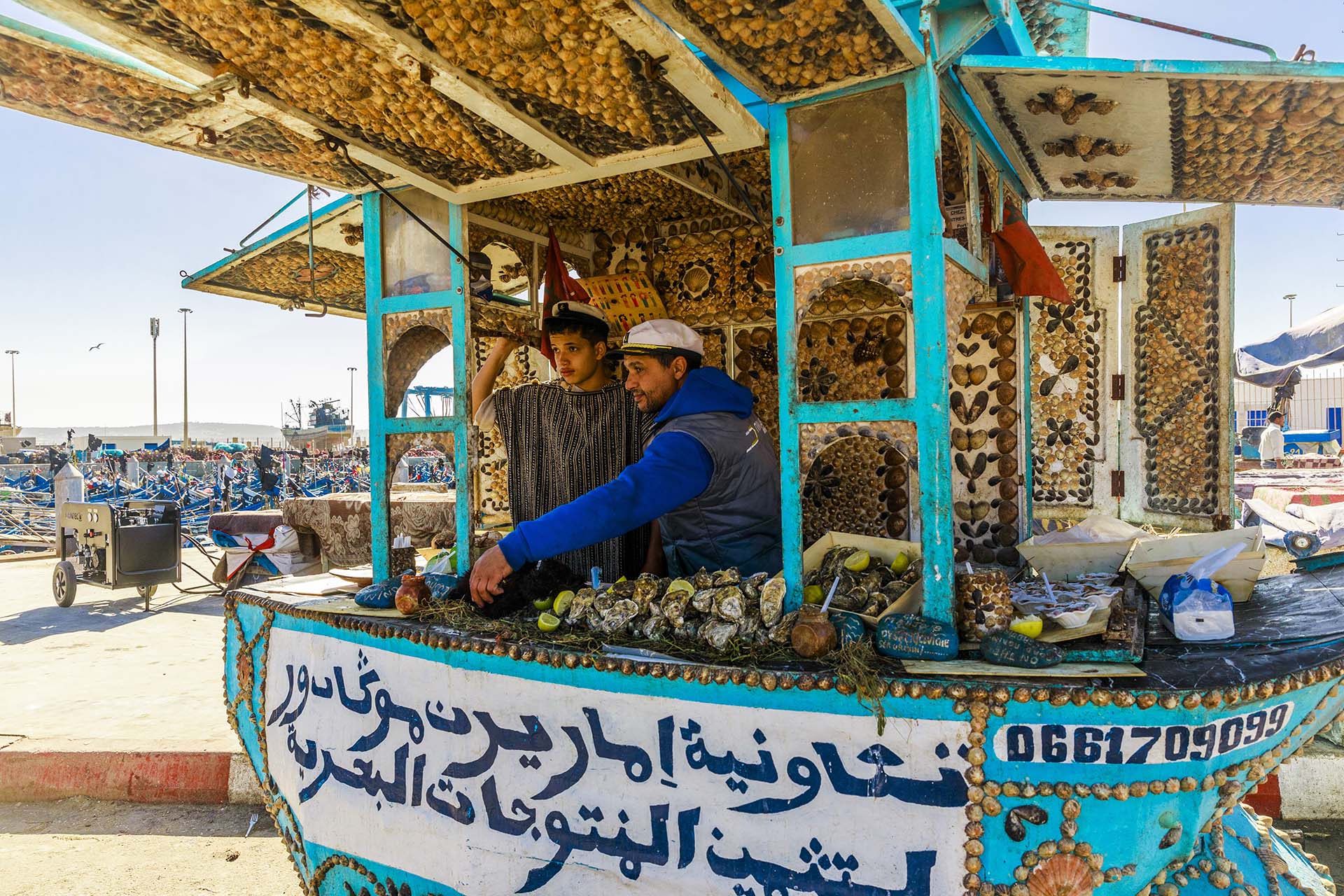 Marocco, bancarella del pesce nel porto di Essaouira
