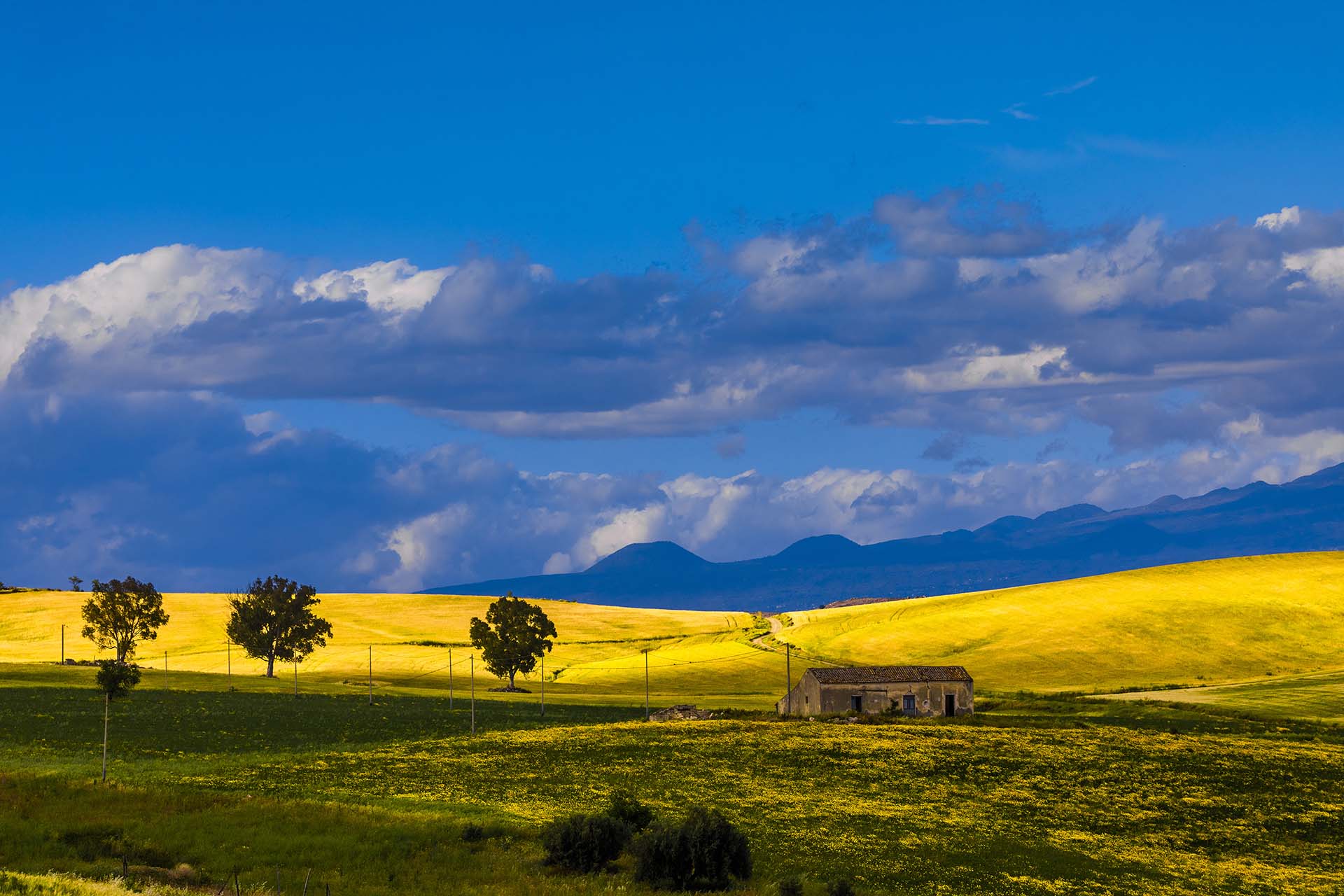 Etna, i crateri del versante ovest visti dalle colline di Borgo Franchetto