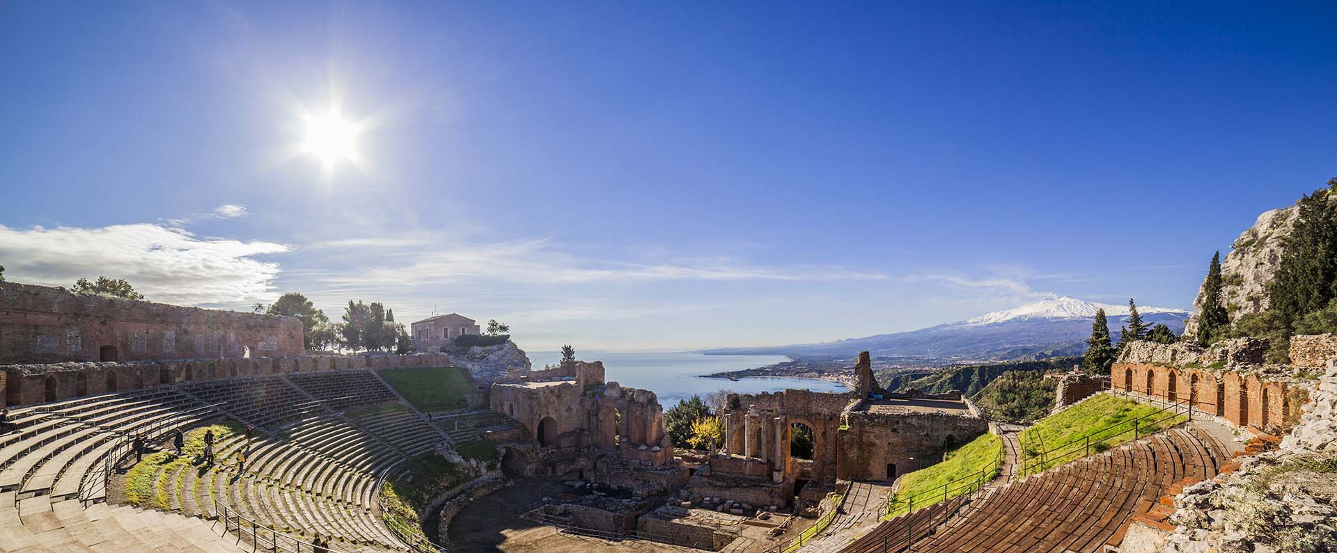 Panoramica_MG_4611-12-13-14-L’Antico Teatro Greco di Taormina con vista dell’Etna e della costa Ionica