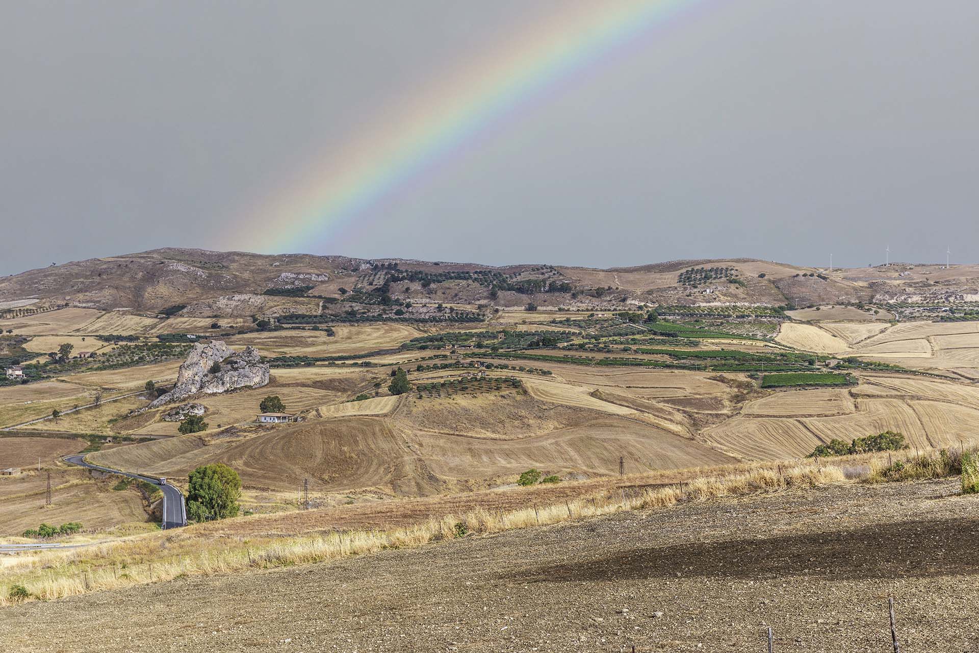 Agrigento, campi di grano e vigneti nel territorio di Petra di Calathansuderj tra Comitini e Grotte