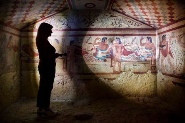 Tomba dei Leopardi. Necropoli dei Monterozzi a Tarquinia.