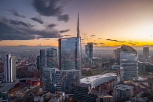 Vista sui grattacieli milanesi della zona di Porta Nuova e Garibaldi