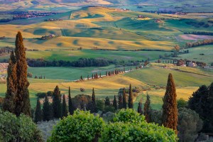 La vallata con le colline della Val d'Orcia in Toscana