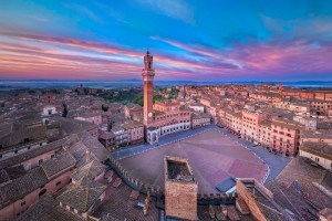Piazza del Campo a Siena vista dall'alto.