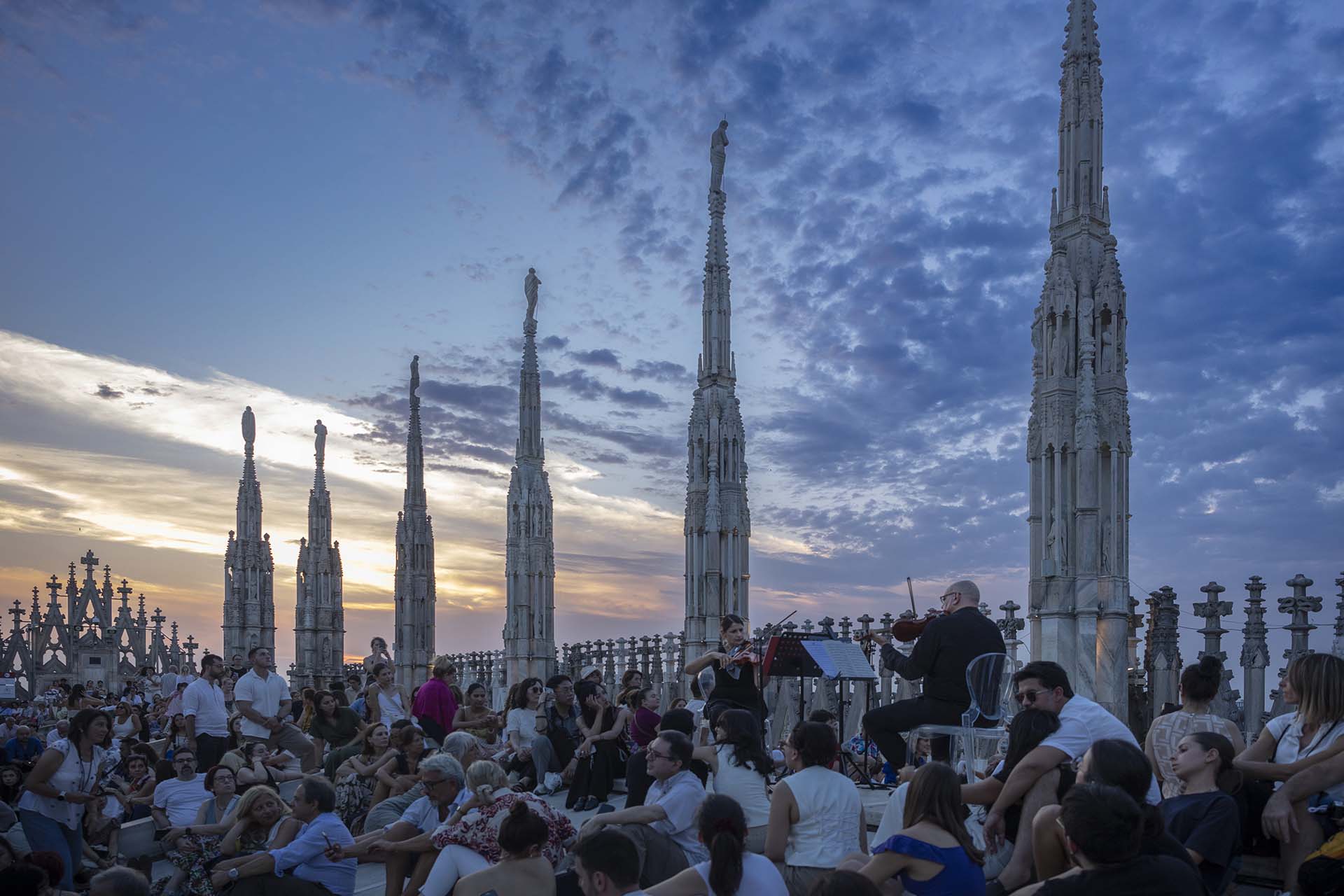 Concerto sulle terrazze del Duomo di Milano.