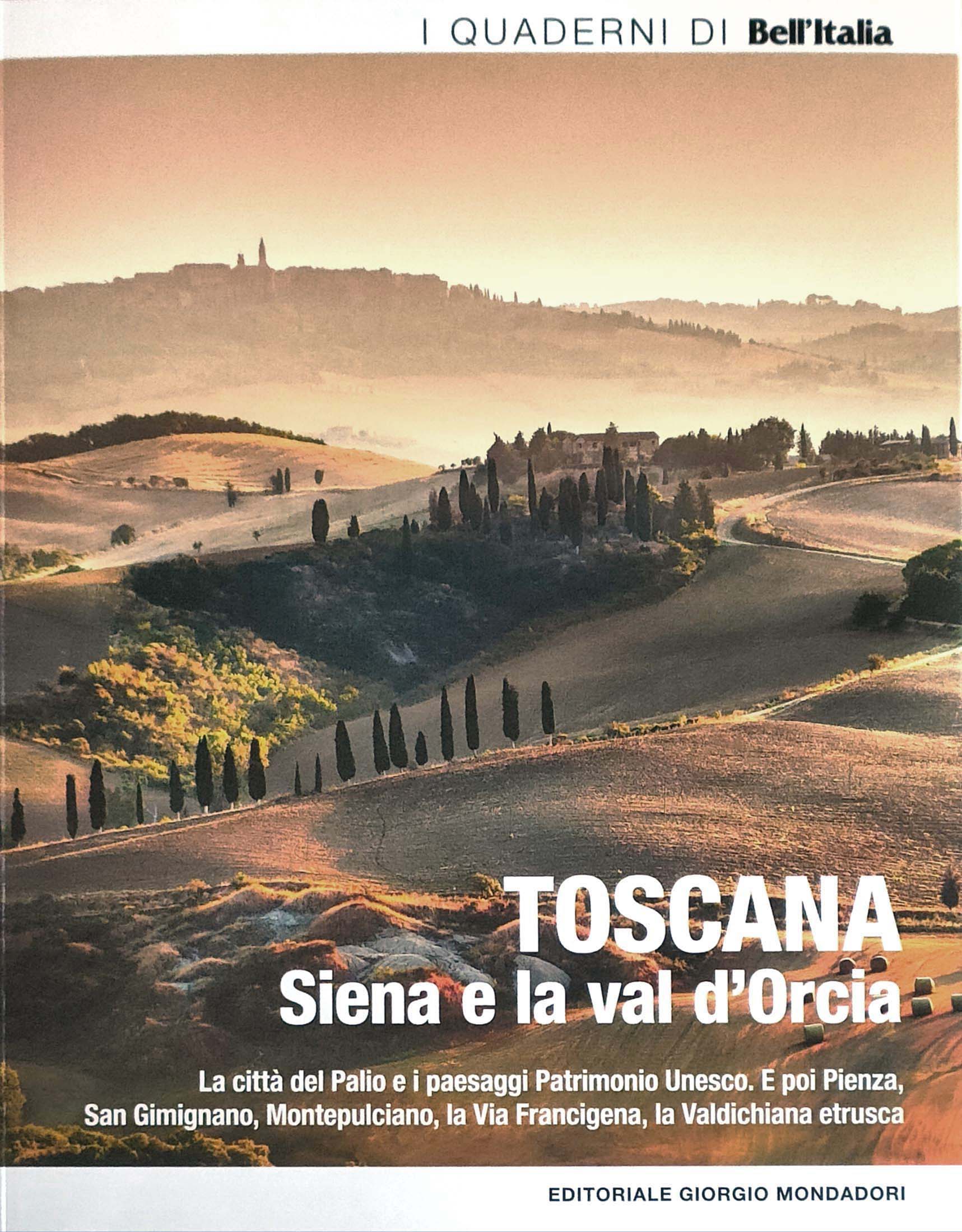 Copertina quaderno val d'Orcia e Toscana allegato al periodico Bell'Italia.