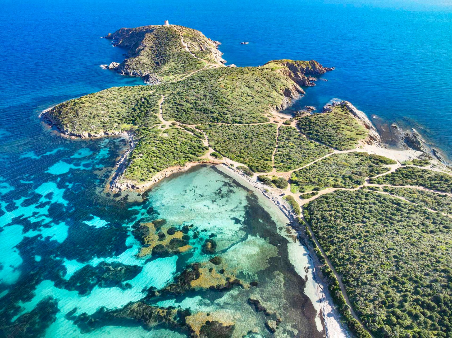 La penisola di Capo Malfatano nella Costa del Sud in Sardegna.