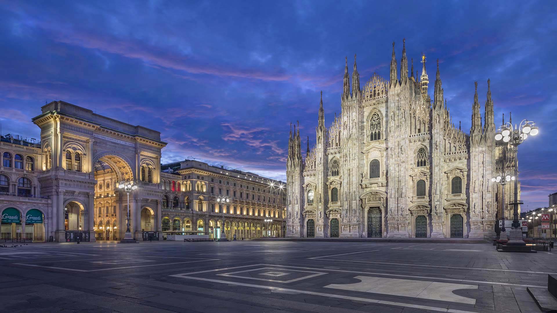 Piazza Duomo a Milano e Galleria Vittorio Emanuele.