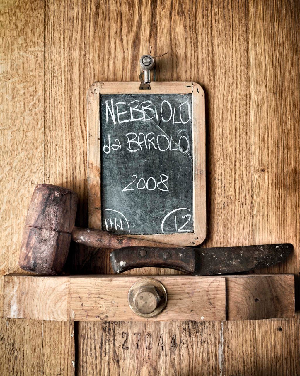 Botte con vino Barolo.
