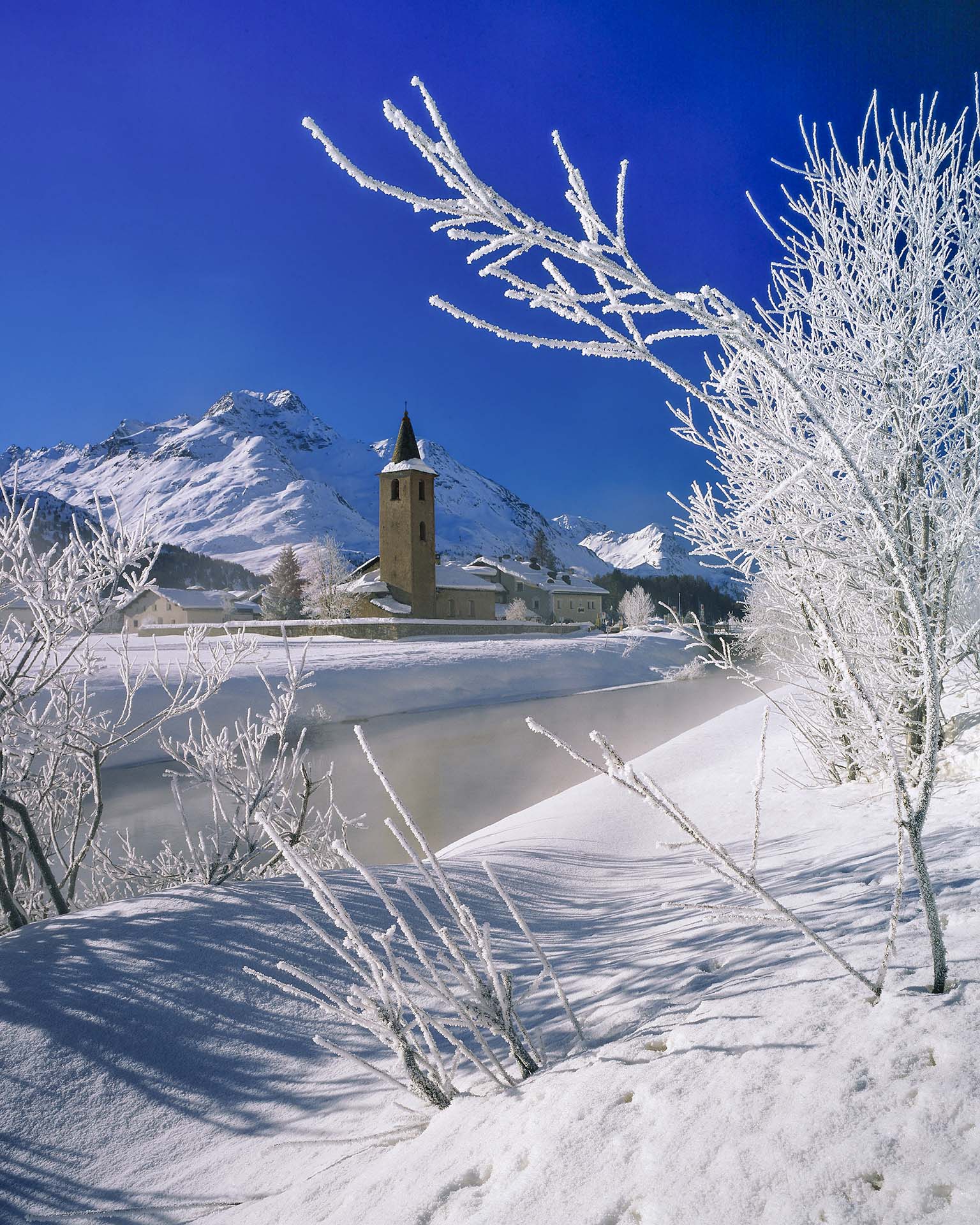 Paesaggio di Sils Baselgia, in Alta Engadina.