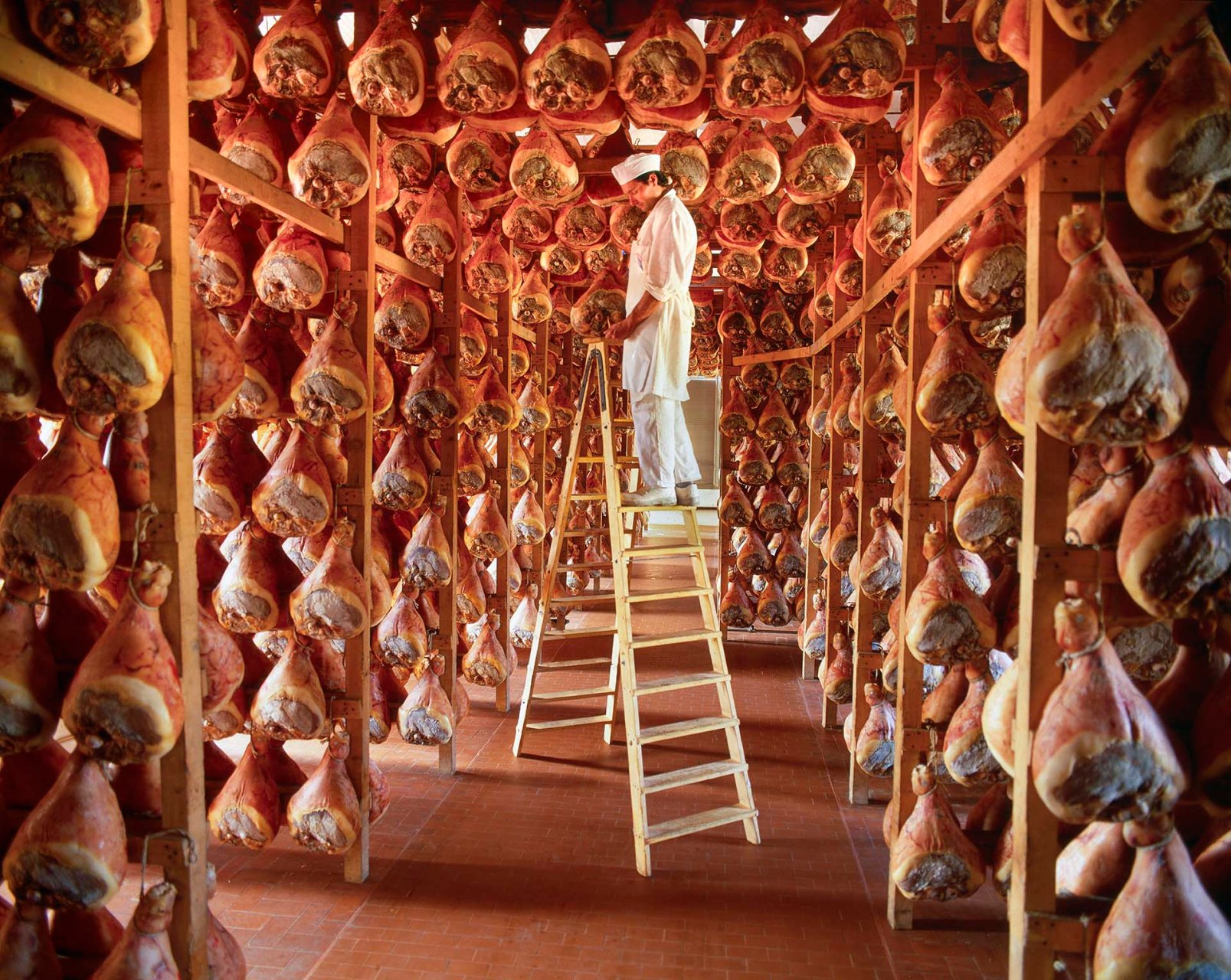 Ambiente di stagionatura del Prosciutto di Parma.
