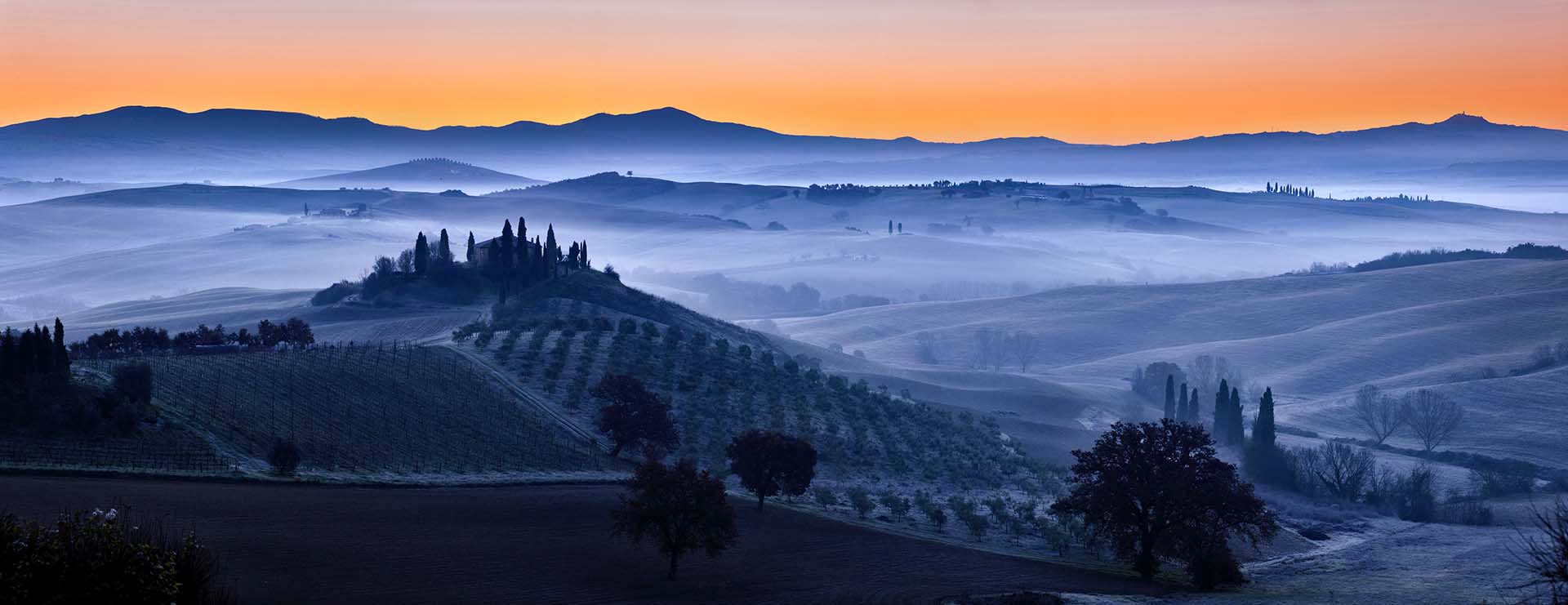 Podere tra le colline della Val d'Orcia in Toscana.