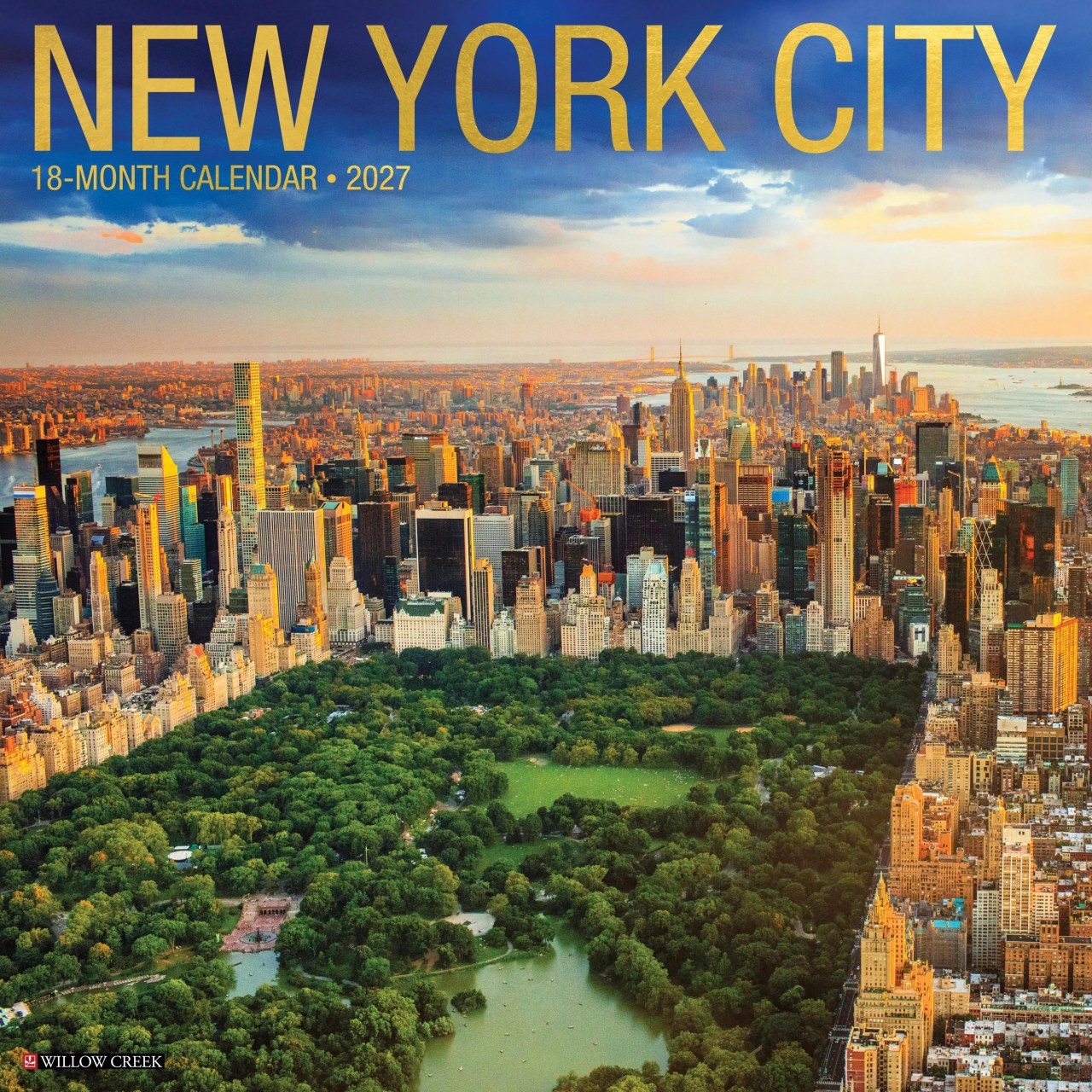 Nino Bartuccio firma la foto di copertina del calendario New York City 2027 di Willow Creek Press: lo scatto aereo di Central Park e Manhattan al tramonto